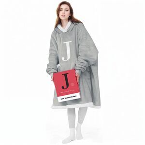 3980 Wearable Blanket Hoodie with Letter A-Z - Oversized Sweatshirt Blanket